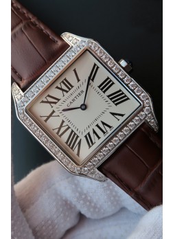 Cartier Santos Dumont Reloj Réplica Suizo 1:1 Movimiento de Cuarzo - Bisel tipo Diamante 