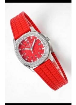Patek Philippe Aquanaut LUCE 5072A-001 Quartz Swiss Replica Watch in Red Dial - 35MM