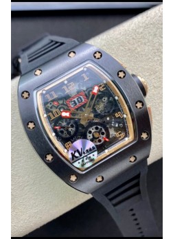 Richard Mille RM011 Felipe Massa 1:1 Mirror Quality One Piece Black Ceramic Oro Rosado Watch 