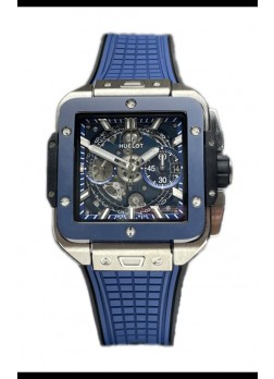 Hublot Square Bang Unico Titanium Reloj Cerámica Azul Cronógrafo Réplica Espejo 1:1