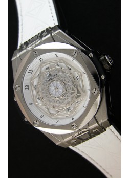 Hublot Big Bang Sang Bleu 45MM Reloj Réplica Suizo de Acero Inoxidable Dial Blanco