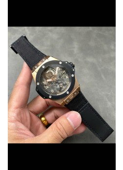 Reloj Hublot Big Bang Tourbillon Caja Oro Rosado con Bisel Cerámico en 45MM Réplica Espejo 1:1