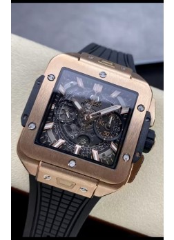 Hublot Square Bang Unico Oro Rosadto Titanio Reloj Cronógrafo Réplica a Espejo 1:1