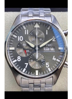 IWC Pilot Chronograph Edition Dial Gris en Caja de Acero 904L Reloj Réplica a Espejo 1:1