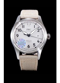 IWC Pilot's MARK XVIII Aviator 1:1 Swiss Watch in 904L Steel Case - Beige Nylon Strap 