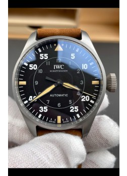 IWC Super Clone Spitfire Dial Negro Titanium Reloj Réplica Suizo