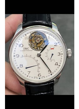 IWC Portuguese Genuine Swiss Movimiento Tourbillon Reloj Acero en Dial Blanco