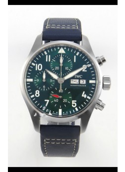 IWC Super Clone Pilot Cronógrafo Edition Dial Verde Leather Reloj Réplica Suizo