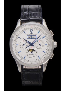 Jaeger LeCoultre Master Control Cronógrafo Calendar Caja Acero Dial Blanco Watch 