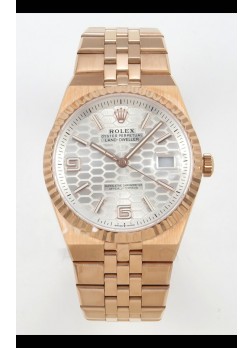 Reloj Réplica Suizo Rolex Land-Dweller 127335 Acero con Diseño de Panal de Abeja Oro Rosado 40MM