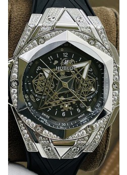 Hublot Big Bang UNICO Sang Bleu II Acero Inoxidable Diamantes Calidad a Espejo 1:1 Reloj Réplica Suizo