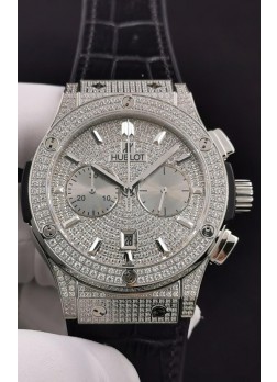 Hublot Classic Fusion Chronograph Acero Diamantes Dial y Caja Reloj Réplica a Espejo 1:1