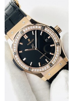 Hublot Classic Fusion Oro Rosado Dial Negro Reloj Réplica Suizo Calidad Espejo 1:1