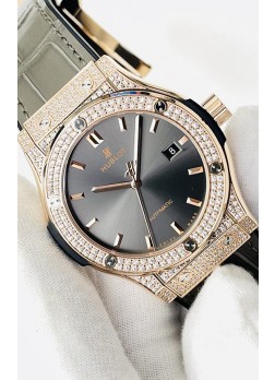 Hublot Classic Fusion Diamantes Oro Rosado Dial Gris Reloj Réplica Suizo Calidad Espejo 1:1