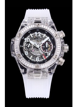 Hublot Big Bang Unico Caja Plexiglass 1:1 Calidad a Espejo 1:1 Reloj Réplica Suizo Correa Blanca