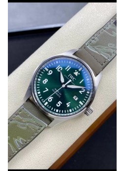 IWC Pilot MARK Series IW328205 Reloj Réplica a Espejo 1:1 Dial Verde Correa de Piel