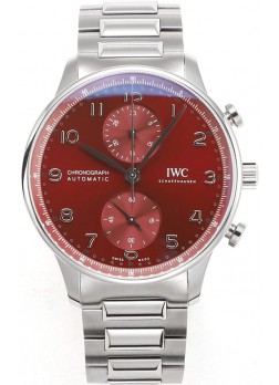 IWC Portuguese Chronograph Reloj Réplica Suizo en Caja de Acero Dial Granate - Edición Réplica a Espejo 1:1