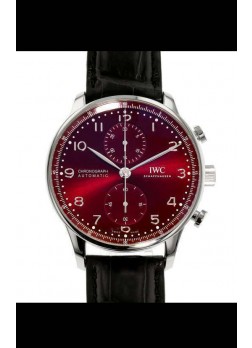 IWC Portuguese Chronograph Reloj Réplica Suizo en Caja de Acero Dial Granate - Edición Réplica a Espejo 1:1