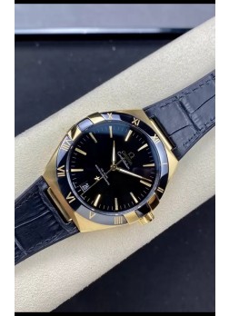 Omega Co-Axial Constellation 41MM Acero 904L Oro Rosado Dial Negro Reloj Réplica a Espejo 1:1