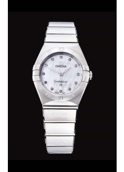 Omega Constellation Ladies Cuarzo Suizo Réplica a Espejo 1:1 - Caja de Acero Dial en Perla