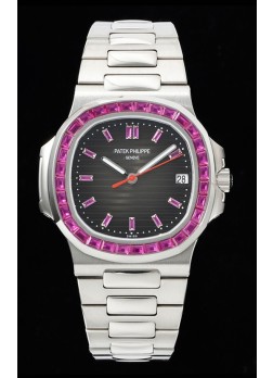 Patek Philippe Nautilus 5711 Dial Negro Reloj Réplica Suizo a Espejo 1:1 Acero 904L con Bisel de Rubíes