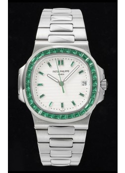 Patek Philippe Nautilus 5711 Dial Blanco Réplica a Espejo 1:1 Acero 904L con Bisel de Rubíes