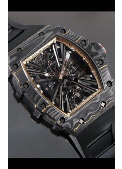 Richard Mille RM12-01 Caja Fibra de Carbono Genuino Movimiento Tourbillon Reloj Réplica a Espejo 1:1