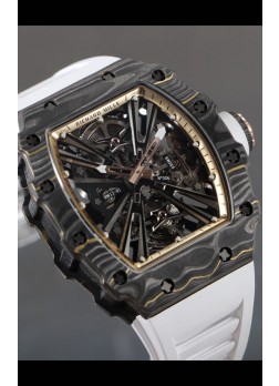 Richard Mille RM12-01 Caja Fibra de Carbono Genuino Movimiento Tourbillon Reloj Réplica a Espejo 1:1