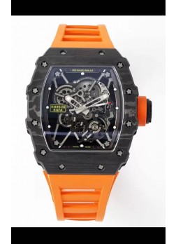 Richard Mille RM35-01 Rafael Nadal Caja Fibra de Carbono con Genuino Tourbillon Reloj Super Clon