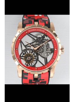 Roger Dubuis Excalibur Spider Flying Tourbillon Skeleton Caja Oro Rosado 42MM Reloj Réplica Suizo a Espejo 1:1