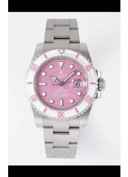 Rolex Submariner DiW Caja Acero Inoxidable Bisel Blanco Reloj Edición Cerámica Dial Rosado