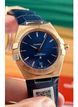 Omega Co-Axial Constellation 39MM Azul Oro Rosado Reloj Réplica Espejo 1:1