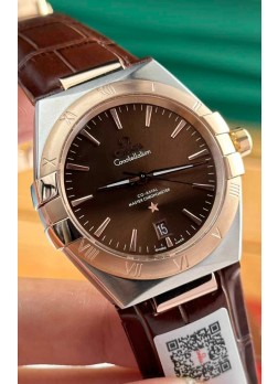 Omega Co-Axial Constellation 39MM Dial Marrón Oro Rosado Dos Tonos Reloj Réplica Espejo 1:1