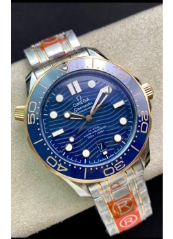 Omega Seamaster 300M Co-Axial Master Chronometer Dial Azul Caja Dos Tonos Réplica a Espejo 1:1