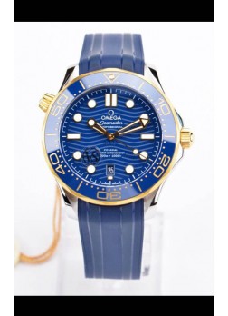 Omega Seamaster 300M Co-Axial Master Chronometer Dial Azul Caja de Dos Tonos Réplica Espejo 1:1