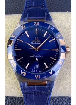 Omega Co-Axial Constellation 41MM Acero 904L - Dial Azul Reloj Réplica Espejo 1:1