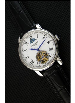 Patek Philippe Japanese MoonPhase Tourbillon Reloj Réplica Dial Blanco