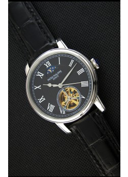Patek Philippe Japanese MoonPhase Tourbillon Reloj Réplica Dial Negro