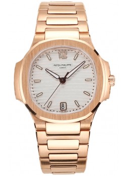 Patek Philippe Nautilus 7118R 35MM 1:1 Oro Rosado Dial Blanco Reloj Réplica Espejo 1:1