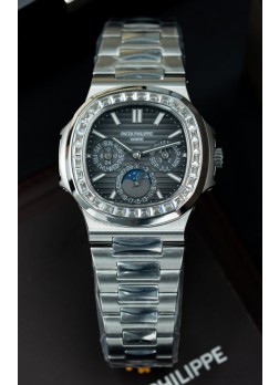 Patek Philippe Nautilus 5740 Perpetual Calendar Reloj Réplica Suizo Dial Acero Inoxidable Gris
