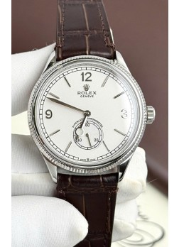Rolex 1908 Perpetual Movimiento Suizo Reloj Réplica en Caja Acero Dial Blanco 