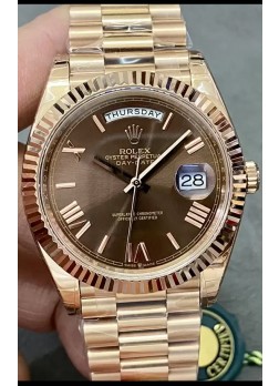 Rolex Day Date Presidential 18K Reloj Oro Rosado 40MM - Dial Marrón Calidad a Espejo