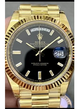Rolex Day Date Presidential Reloj Oro Amarillo 18K 40MM - Dial Negro Calidad Espejo 1:1