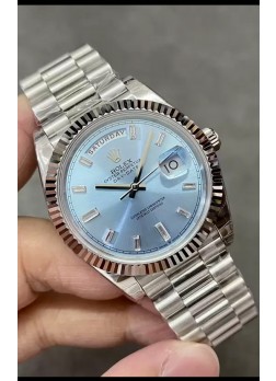 Rolex Day Date Presidential Acero Inoxidable Dial Azul ICE Reloj 40MM - Calidad a Espejo 1:1