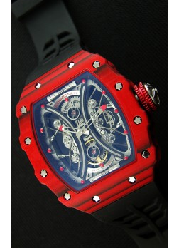 Richard Mille RM53-01 Pablo Mac Donough Caja de Carbón Forjado color Rojo Reloj Réplica Suizo