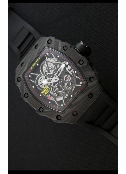 Richard Mille RM35-2 Rafael Nadal Caja de Carbón Forjado con Correa de Goma color Negro