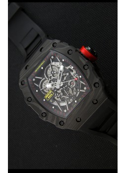 Richard Mille RM35-2 Rafael Nadal Caja de Carbón Forjado con Correa de Goma color Negro