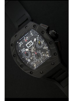 Richard Mille RM011-FM Felipe Massa Reloj de Caja de Carbón color Negro Forjado de una Sola pieza en Correa negra