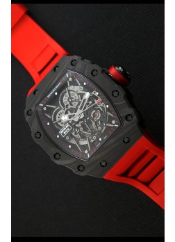 Richard Mille RM35-2 Rafael Nadal Caja de Carbón Forjado con Correa Roja