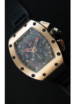 Richard Mille RM011-FM Felipe Massa Reloj en caja de Titanio chapada en Oro Rosado, correa Negra